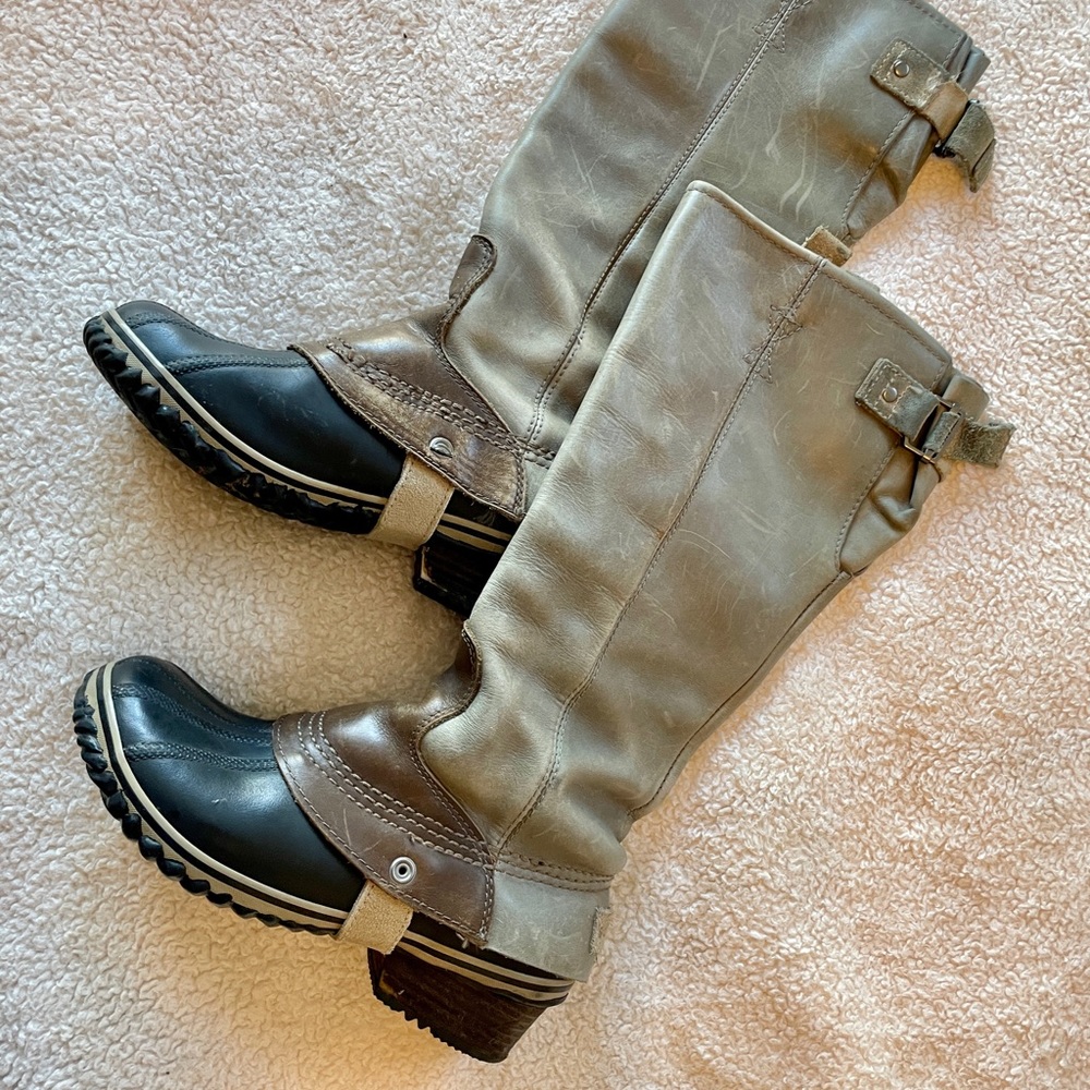 Sorel Women's Slimpack­ Riding Tall Boot —waterproof! Pebble/Quarry Sz 7.5